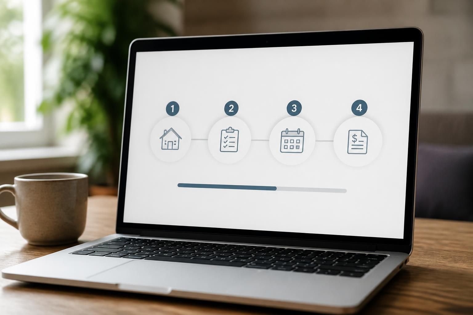 A laptop showing a clean quote request funnel layout.